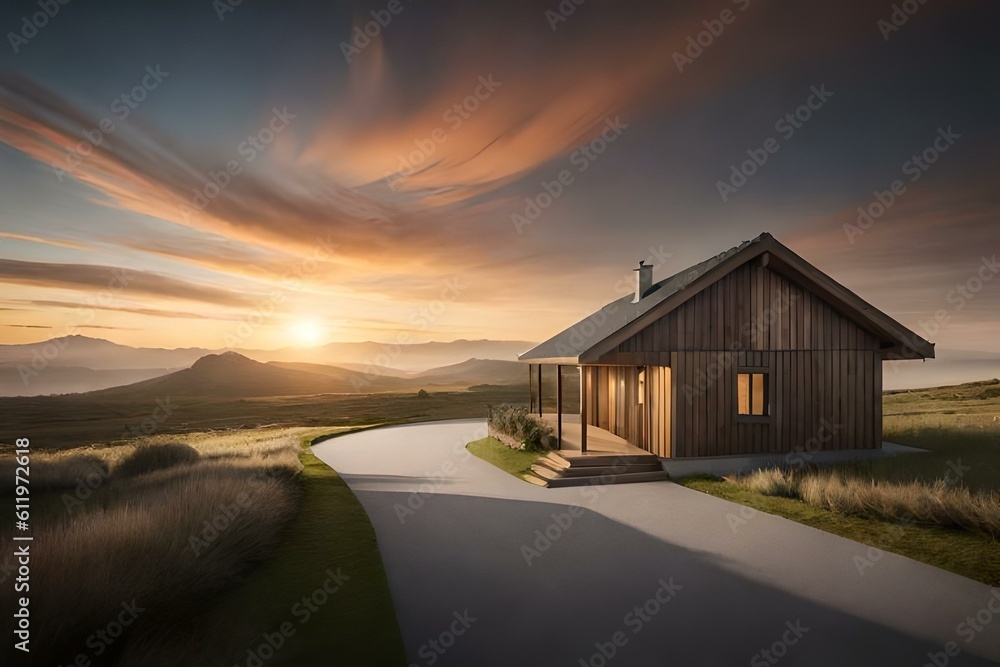 Obraz premium sunset over the village