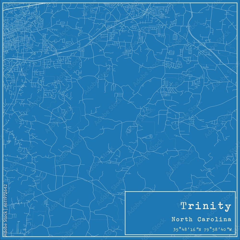 Blueprint US city map of Trinity, North Carolina. Blueprint US city map of Trinity, North Carolina.