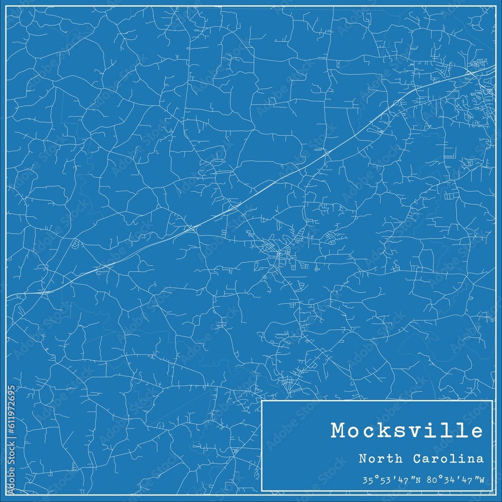 Fototapeta mapa świata dla dzieci Blueprint US city map of Mocksville