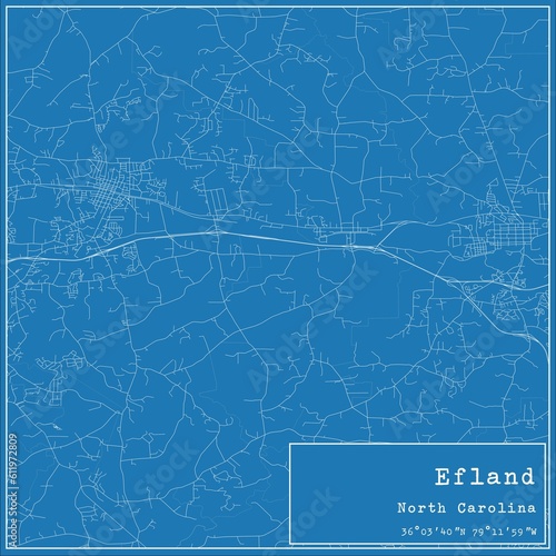 Blueprint US city map of Efland, North Carolina.