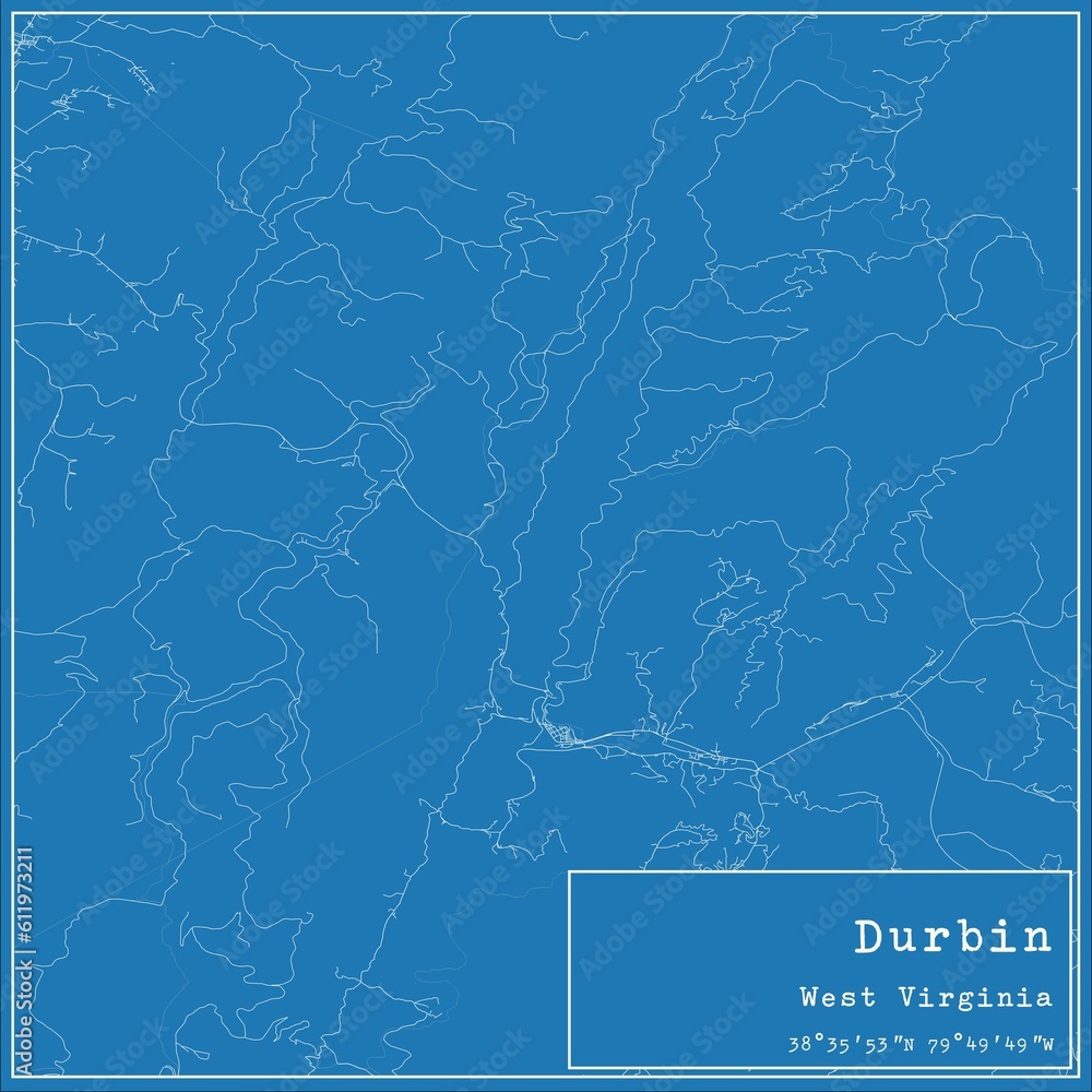 Blueprint US city map of Durbin, West Virginia. Blueprint US city map of Durbin, West Virginia.