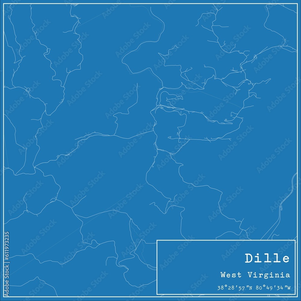 Obraz premium Blueprint US city map of Dille, West Virginia.