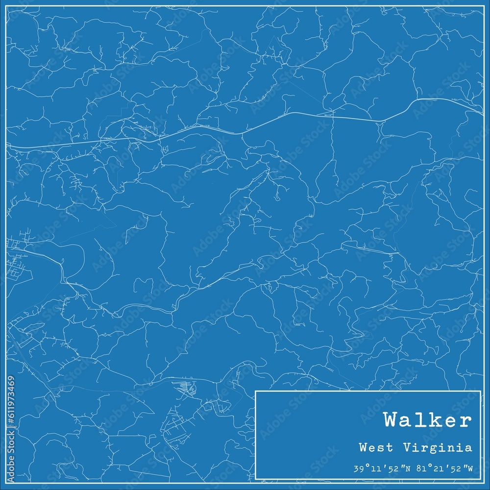 Blueprint US city map of Walker, West Virginia. Blueprint US city map of Walker, West Virginia.