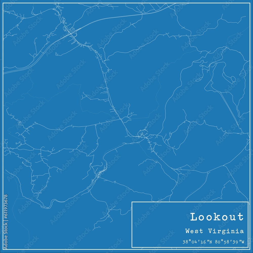 Blueprint US city map of Lookout, West Virginia. Blueprint US city map of Lookout, West Virginia.
