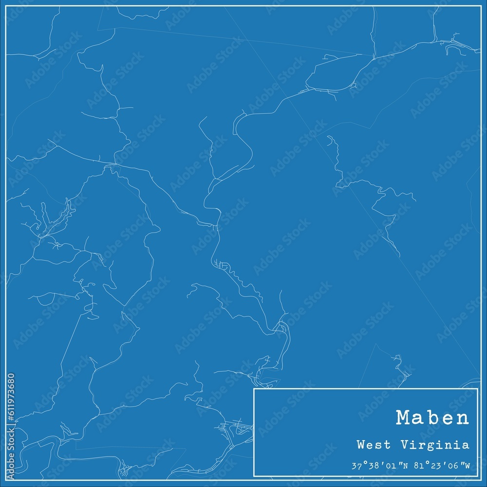 Fototapeta premium Blueprint US city map of Maben, West Virginia.