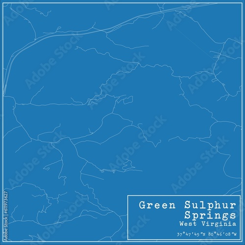 Blueprint US city map of Green Sulphur Springs, West Virginia.