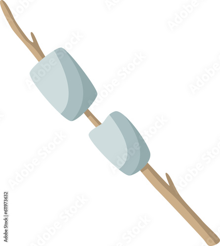 Vector hand drawn cartoon illustration of marshmallows on a stick