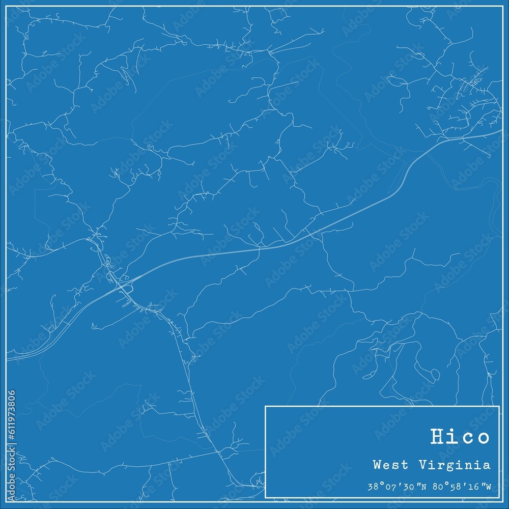 Blueprint US city map of Hico, West Virginia. Blueprint US city map of Hico, West Virginia.