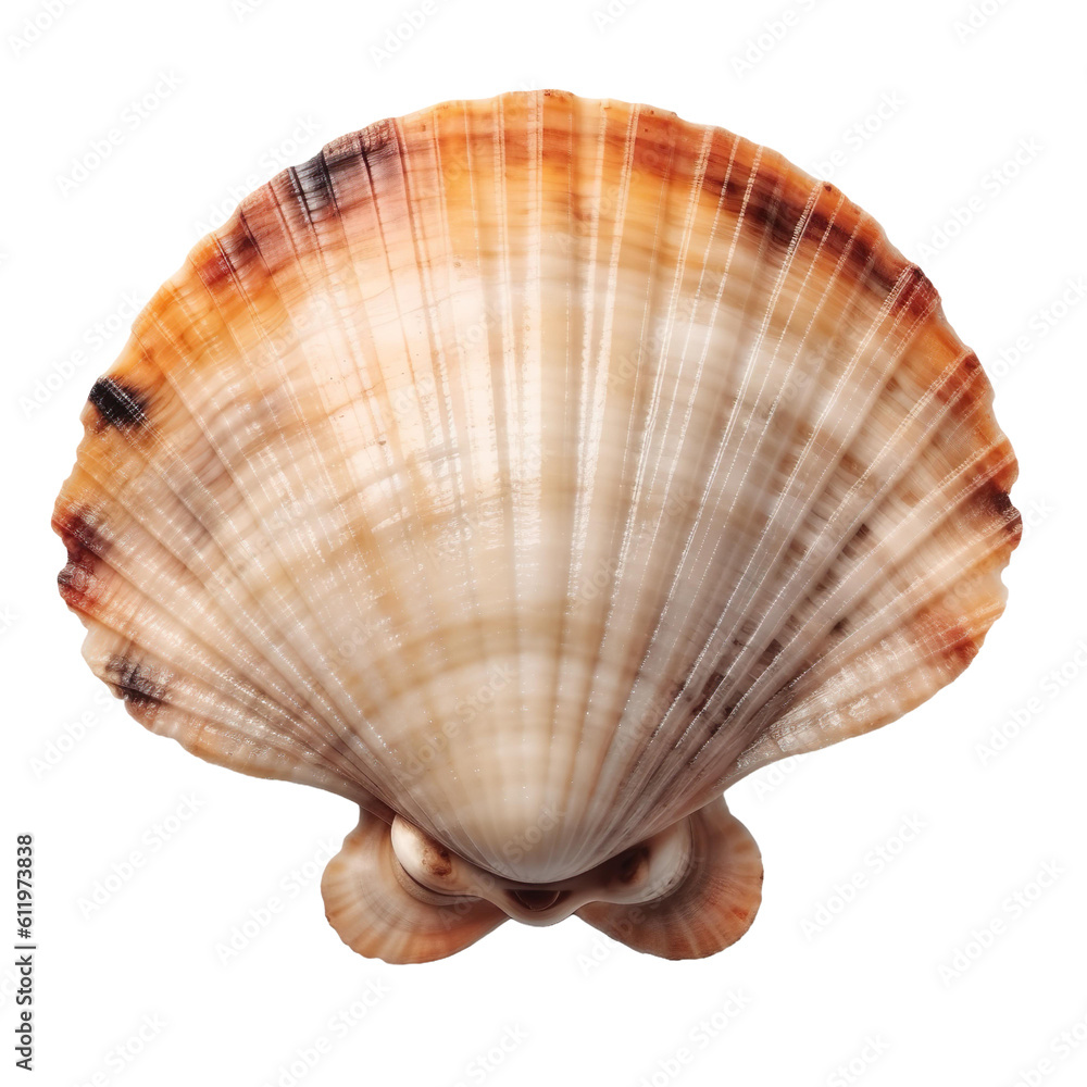 Isolated Scallop Shell on Transparent Background Isolated Scallop Shell on Transparent Background