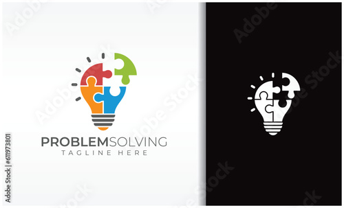 Creative logo of a half brain half lightbulb representing ideas, creativity, knowledge, technology and the human mind. Solving problems concept illustration.