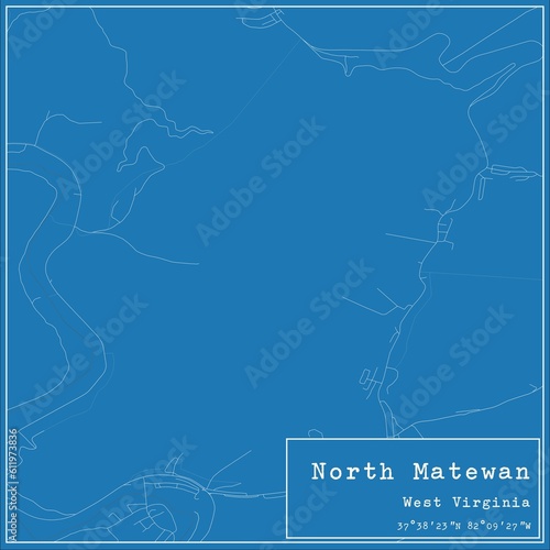 Blueprint US city map of North Matewan  West Virginia.