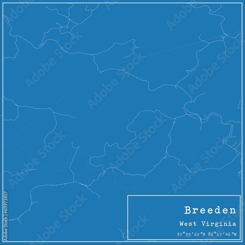 Blueprint US city map of Breeden  West Virginia.