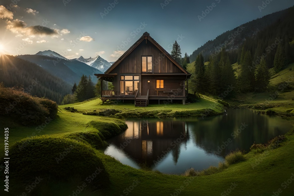 Fototapeta premium house on the lake