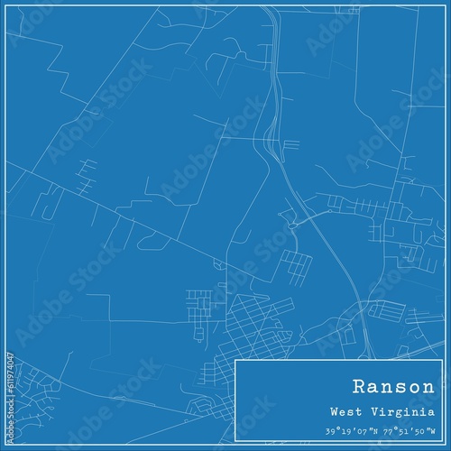 Blueprint US city map of Ranson, West Virginia.