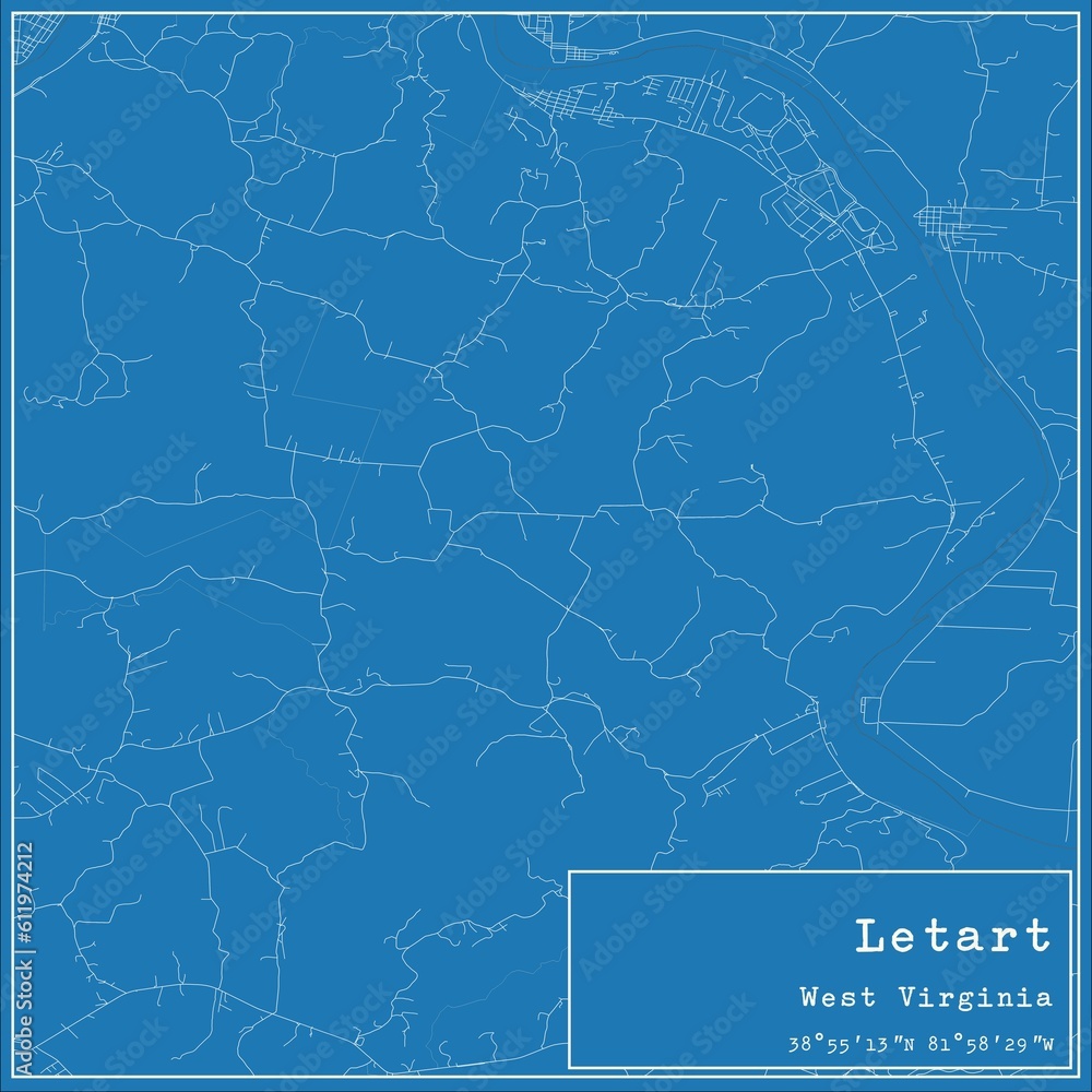 Blueprint US city map of Letart, West Virginia. Blueprint US city map of Letart, West Virginia.