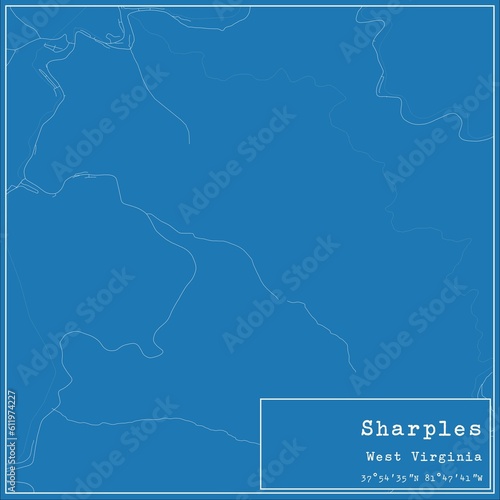 Blueprint US city map of Sharples  West Virginia.