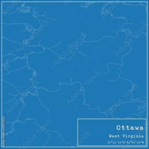 Blueprint US city map of Ottawa  West Virginia.