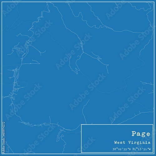 Blueprint US city map of Page  West Virginia.