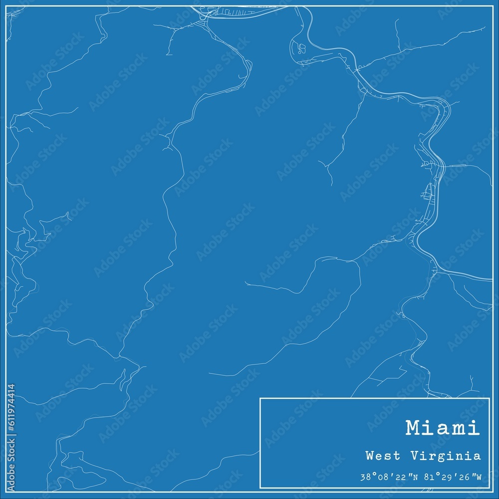 Obraz premium Blueprint US city map of Miami, West Virginia.