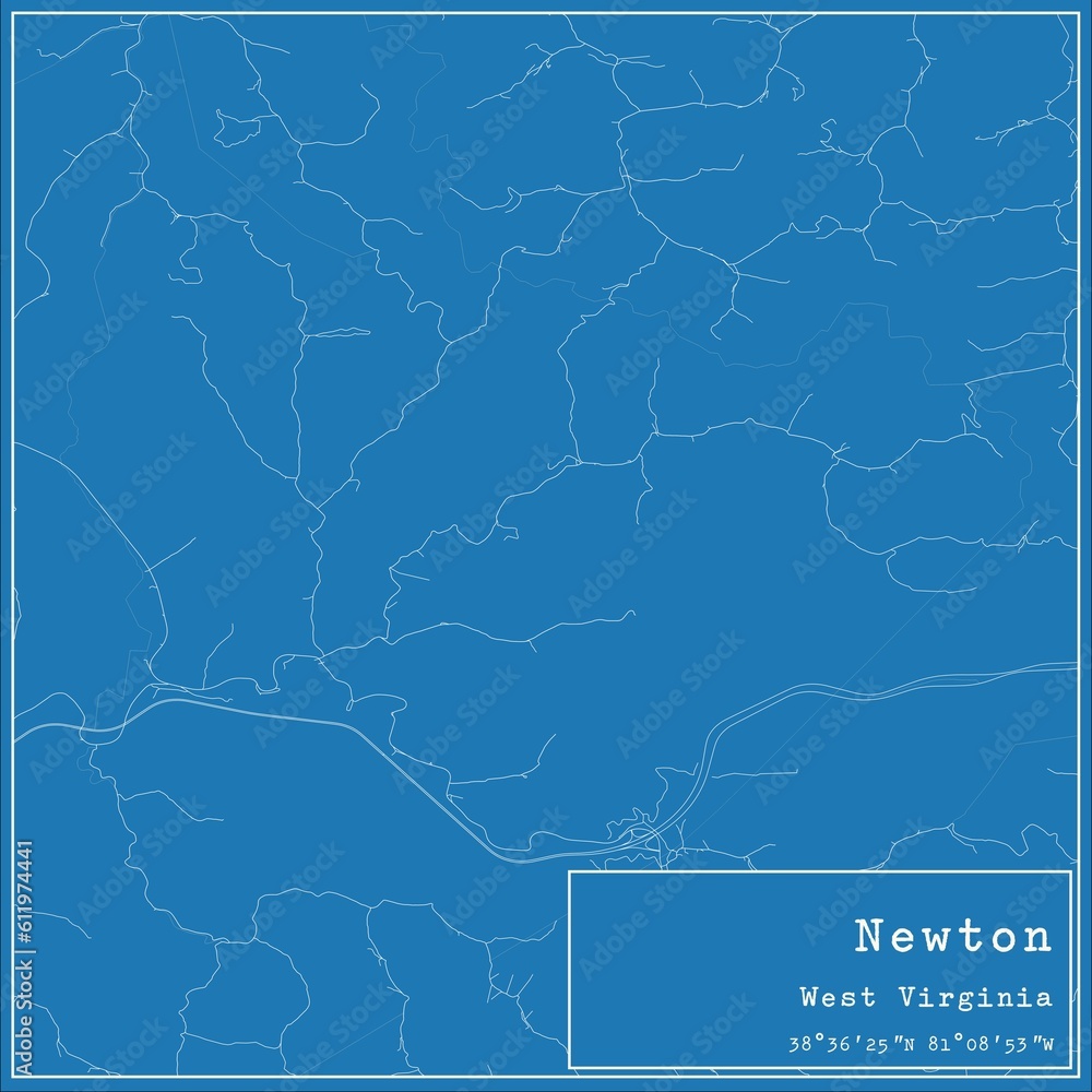 Blueprint US city map of Newton, West Virginia. Blueprint US city map of Newton, West Virginia.