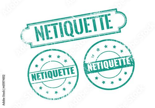 Netiquette Rubber sign or Stamp, Grunge rubber Stamp, Sale badge Vintage old texture