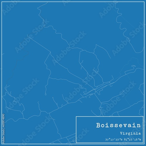 Blueprint US city map of Boissevain  Virginia.