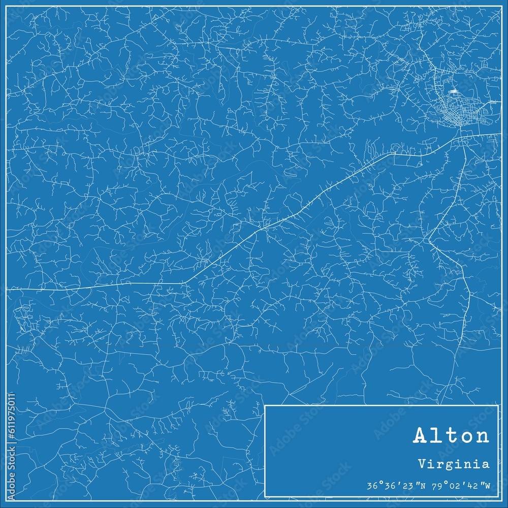 Blueprint US city map of Alton, Virginia.