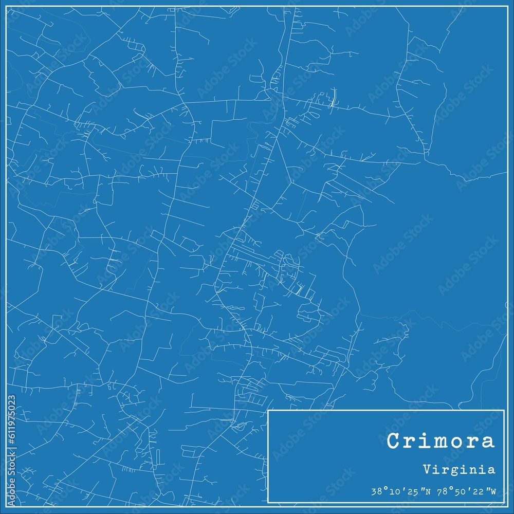 Fototapeta mapa świata dla dzieci Blueprint US city map of Crimora, Virginia. Fototapety dla