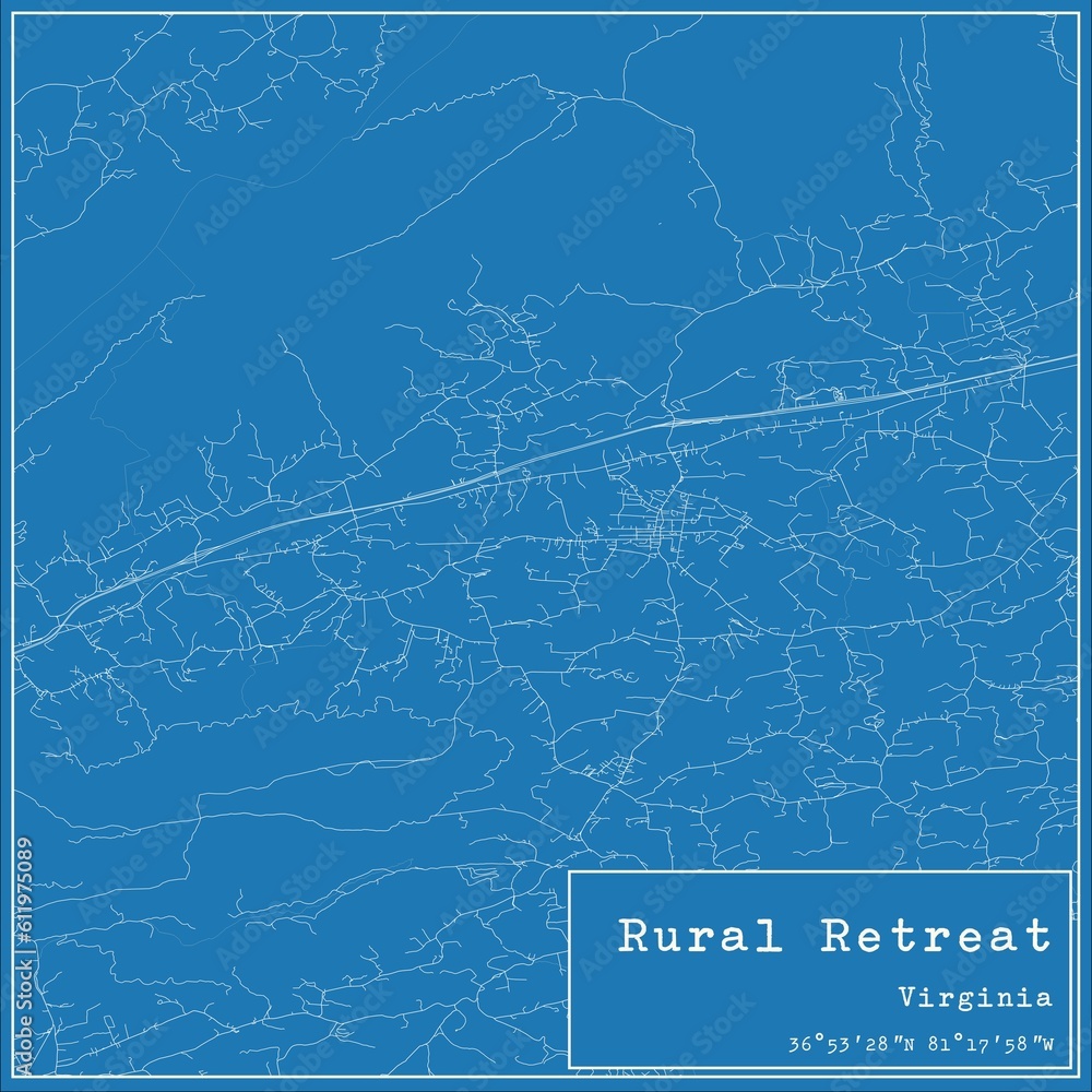 Blueprint US city map of Rural Retreat, Virginia.