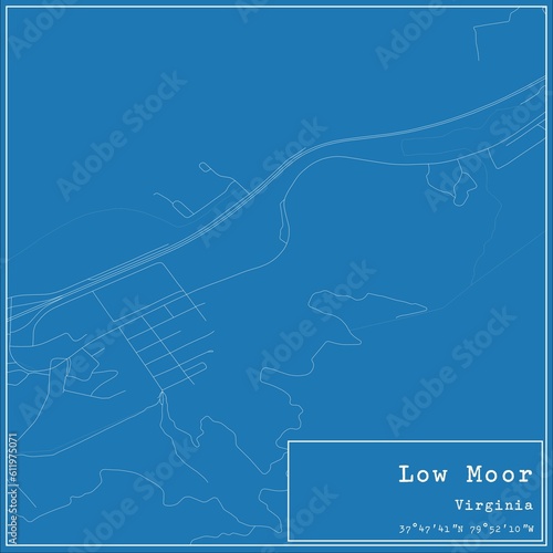 Blueprint US city map of Low Moor, Virginia.