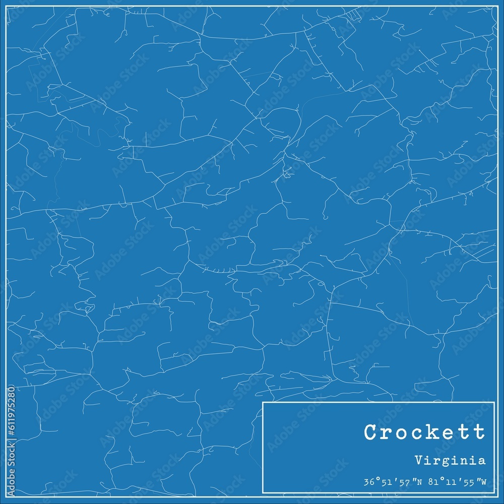 Blueprint US city map of Crockett, Virginia.
