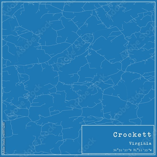 Blueprint US city map of Crockett, Virginia.