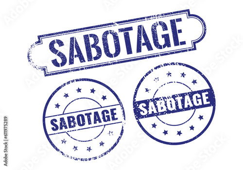 Sabotage Rubber sign or Stamp, Grunge rubber Stamp, Sale badge Vintage old texture