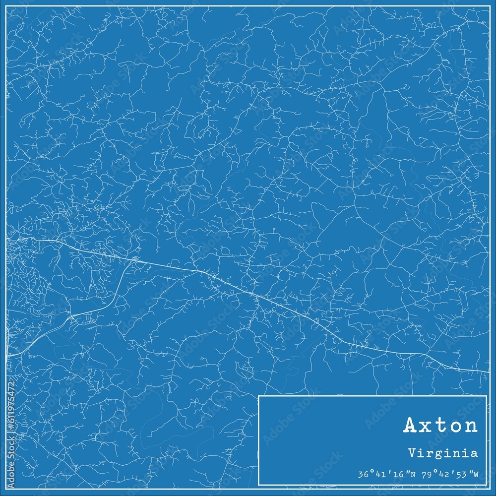 Blueprint US city map of Axton, Virginia.