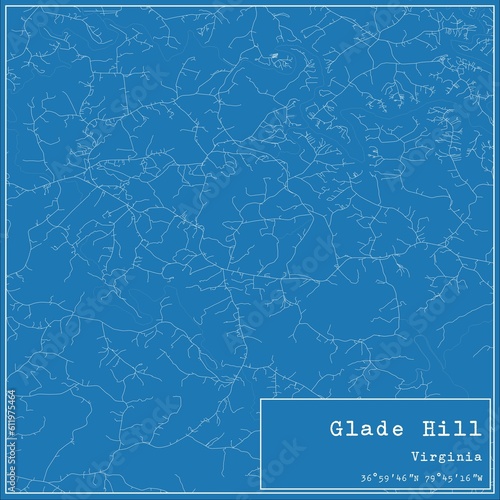 Blueprint US city map of Glade Hill, Virginia.