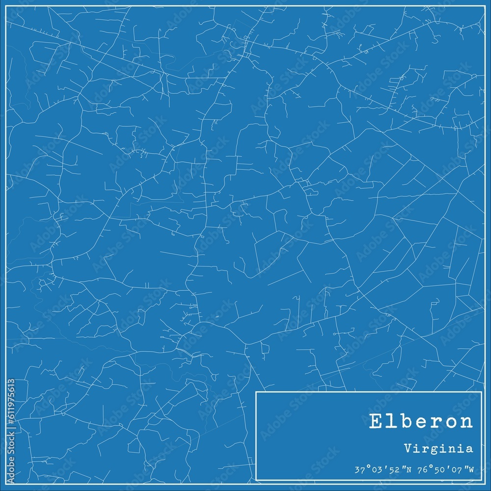 Blueprint US city map of Elberon, Virginia.