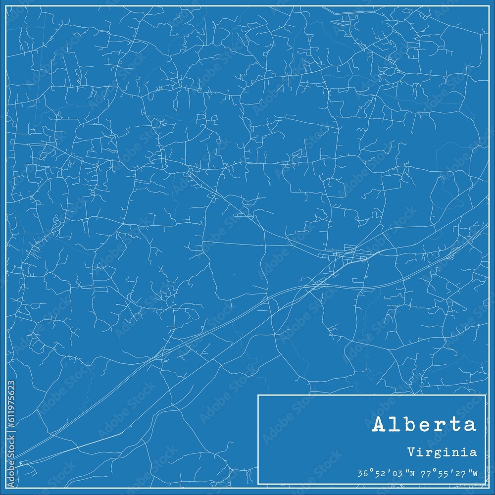 Blueprint US city map of Alberta, Virginia.