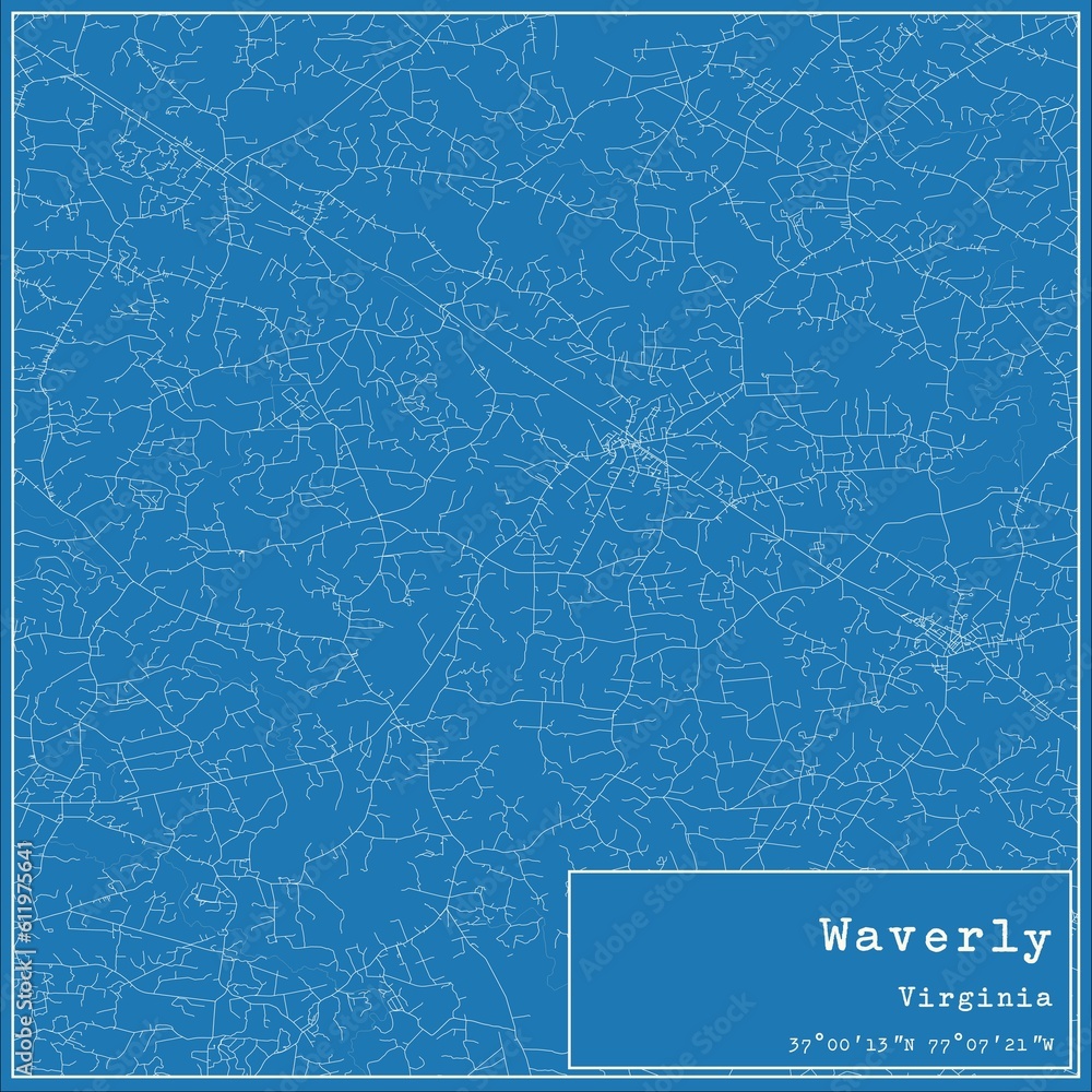 Blueprint US city map of Waverly, Virginia. Blueprint US city map of Waverly, Virginia.