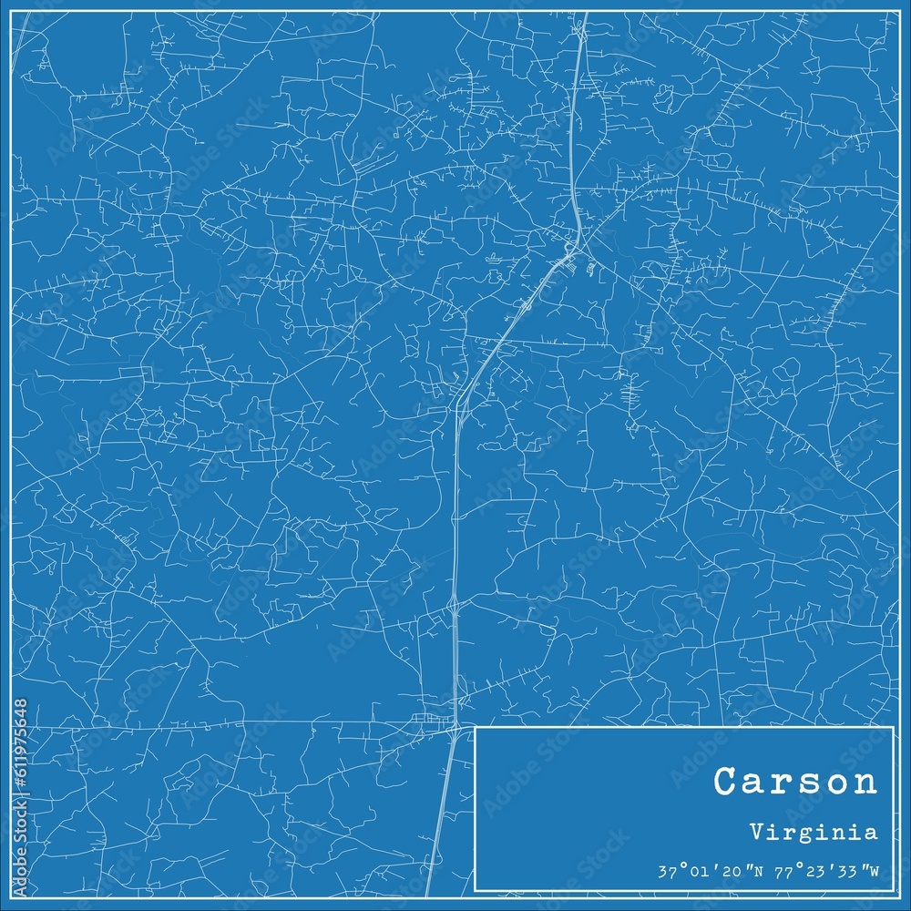 Blueprint US city map of Carson, Virginia.