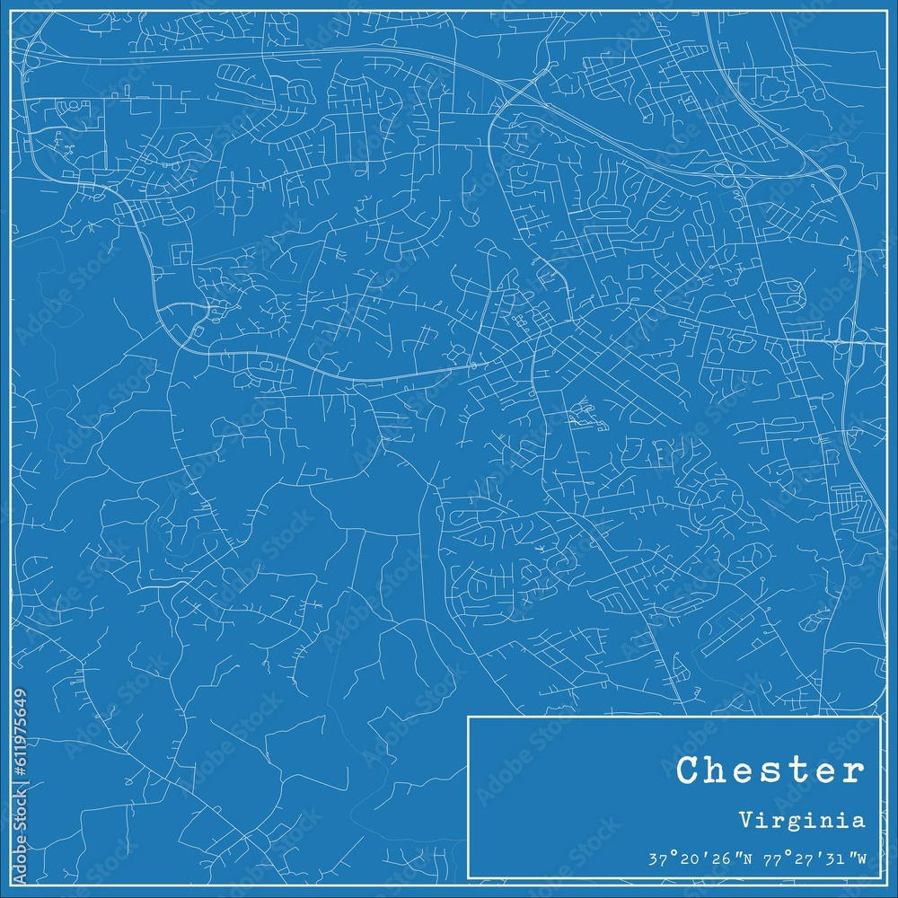 Blueprint US city map of Chester, Virginia.