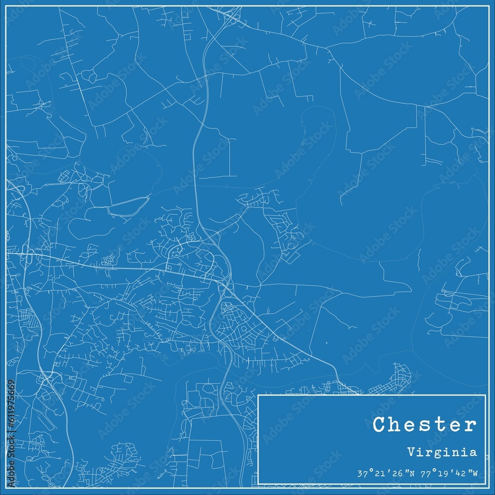 Blueprint US city map of Chester, Virginia.