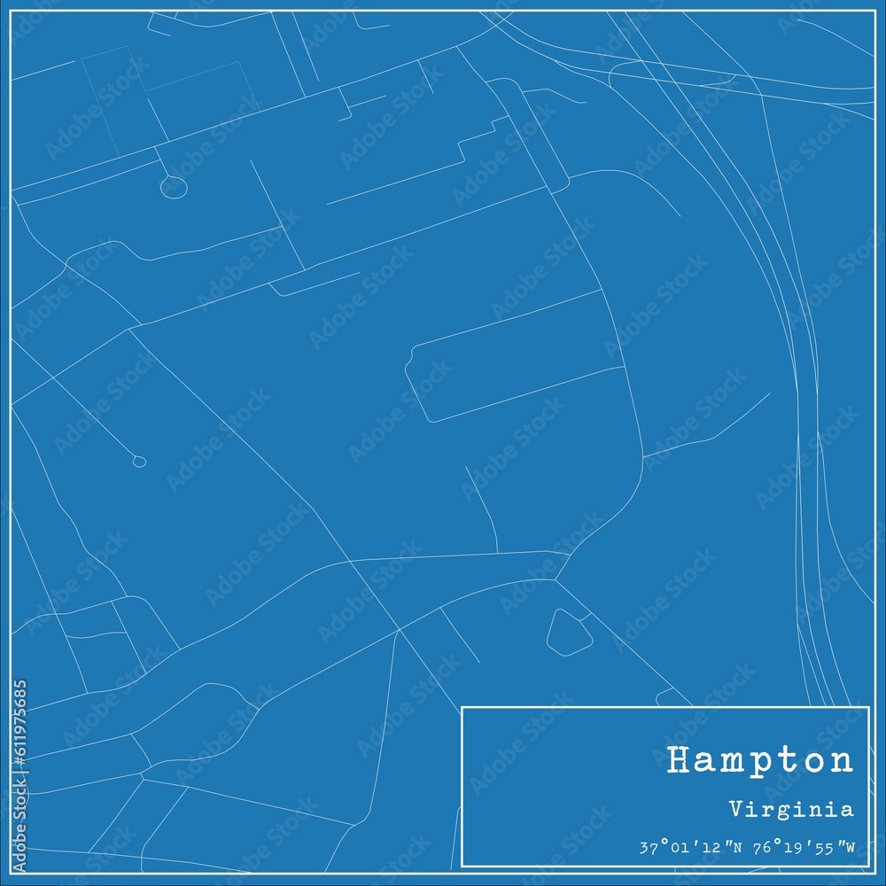 Blueprint US city map of Hampton, Virginia. Blueprint US city map of Hampton, Virginia.
