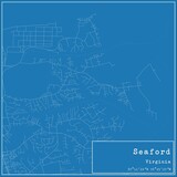 Blueprint US city map of Seaford, Virginia.