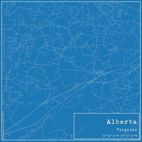 Blueprint US city map of Alberta, Virginia.