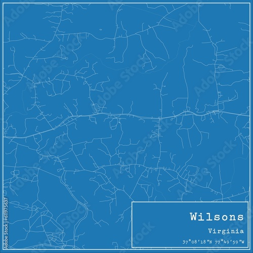 Blueprint US city map of Wilsons, Virginia.