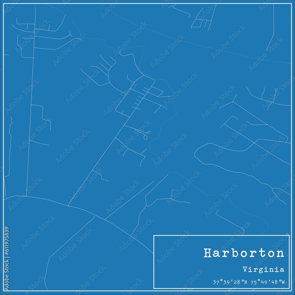 Blueprint US city map of Harborton, Virginia.