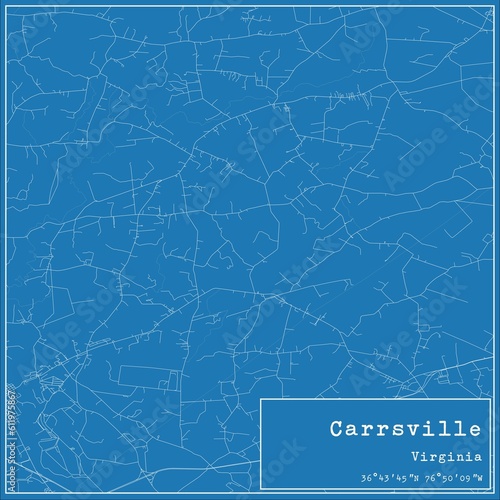 Blueprint US city map of Carrsville, Virginia.