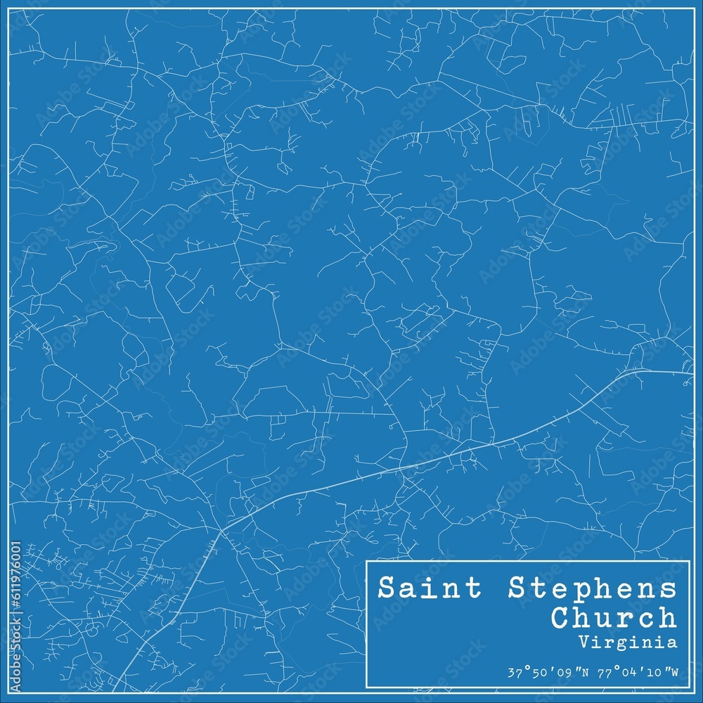 Blueprint US city map of Saint Stephens Church, Virginia.