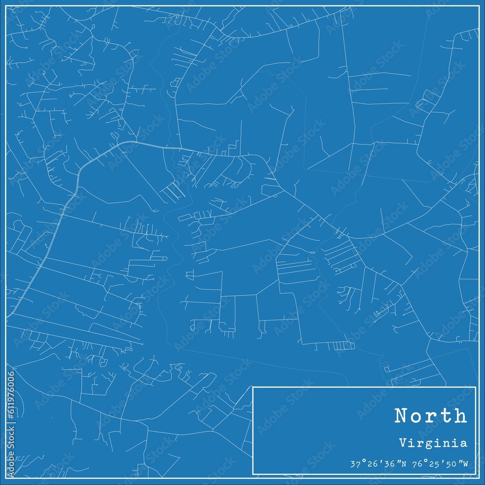 Blueprint US city map of North, Virginia.