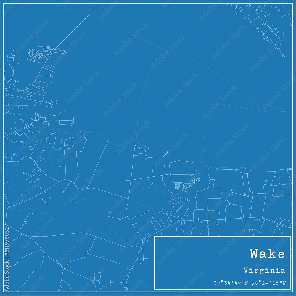 Blueprint US city map of Wake, Virginia.